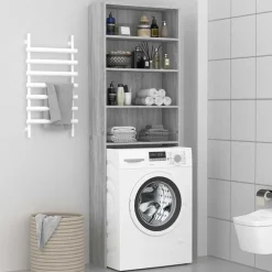 vidaXL Wasmachinekast 64x24x190 cm grijs sonoma eikenkleurig