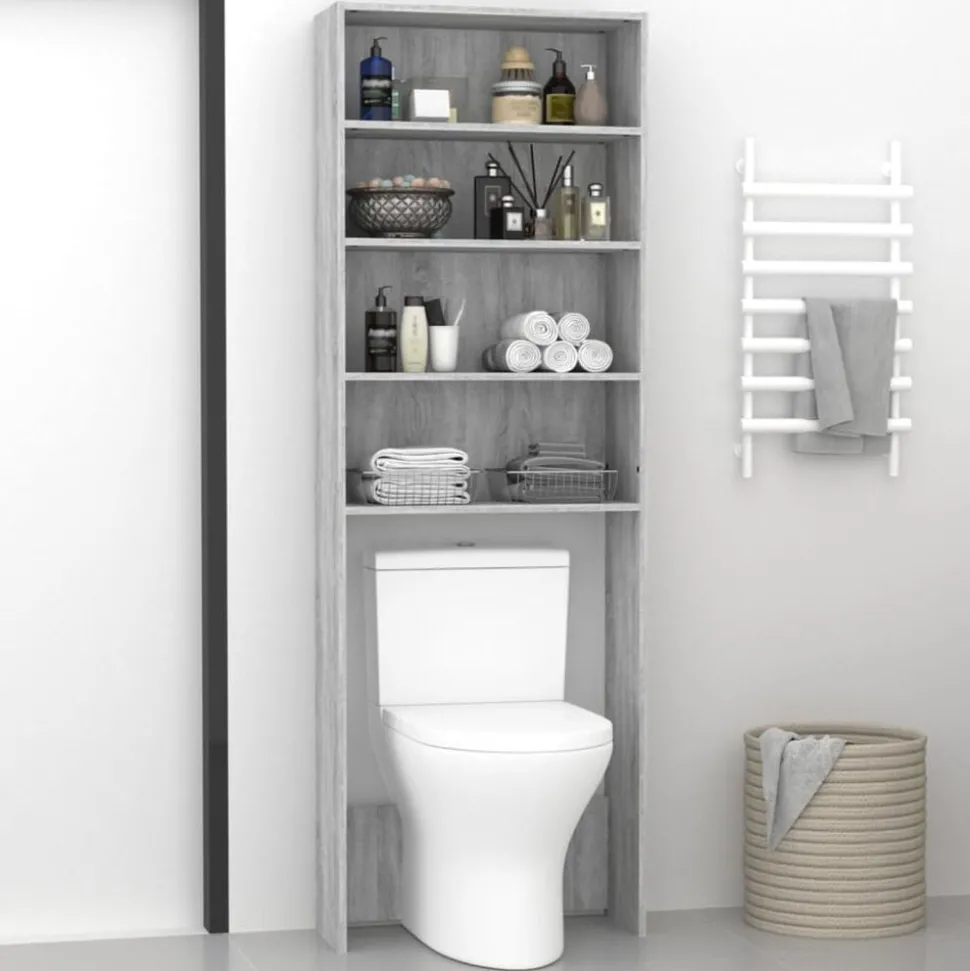 vidaXL Wasmachinekast 64x24x190 cm grijs sonoma eikenkleurig