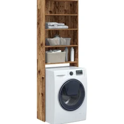 vidaXL Wasmachinekast 64x24x190 cm oud houtkleurig