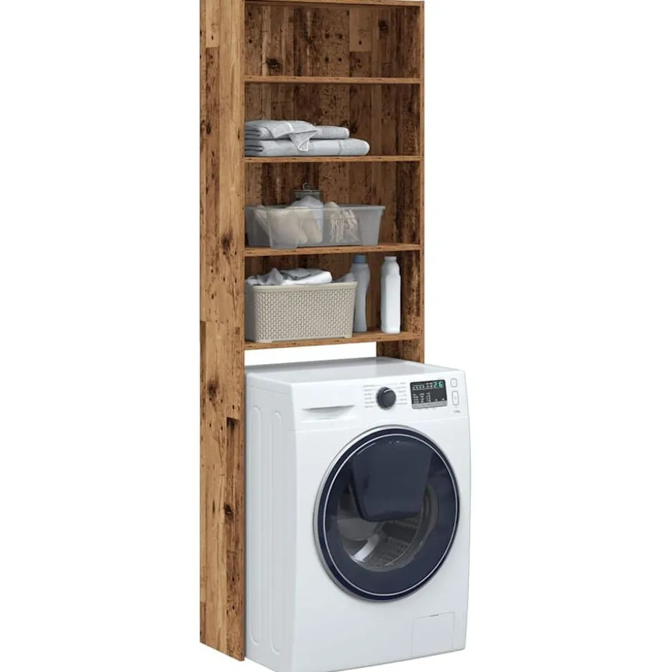 vidaXL Wasmachinekast 64x24x190 cm oud houtkleurig