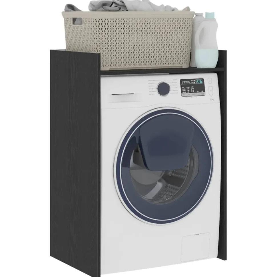 vidaXL Wasmachinekast Zwart Eiken 67,5 x 48 x 97 cm Bewerkt hout