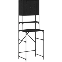 vidaXL Wasmachinekast Zwart 0ak 68 x 48,5 x 194 cm Bewerkt hout