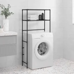 vidaXL Wasmachinerek 2-laags 69x28x143 cm ijzer zwart