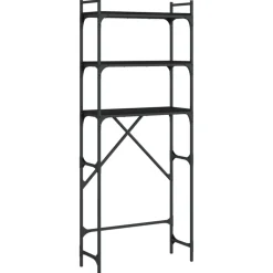 vidaXL Wasmachinerek 67x25x163 cm bewerkt hout zwart