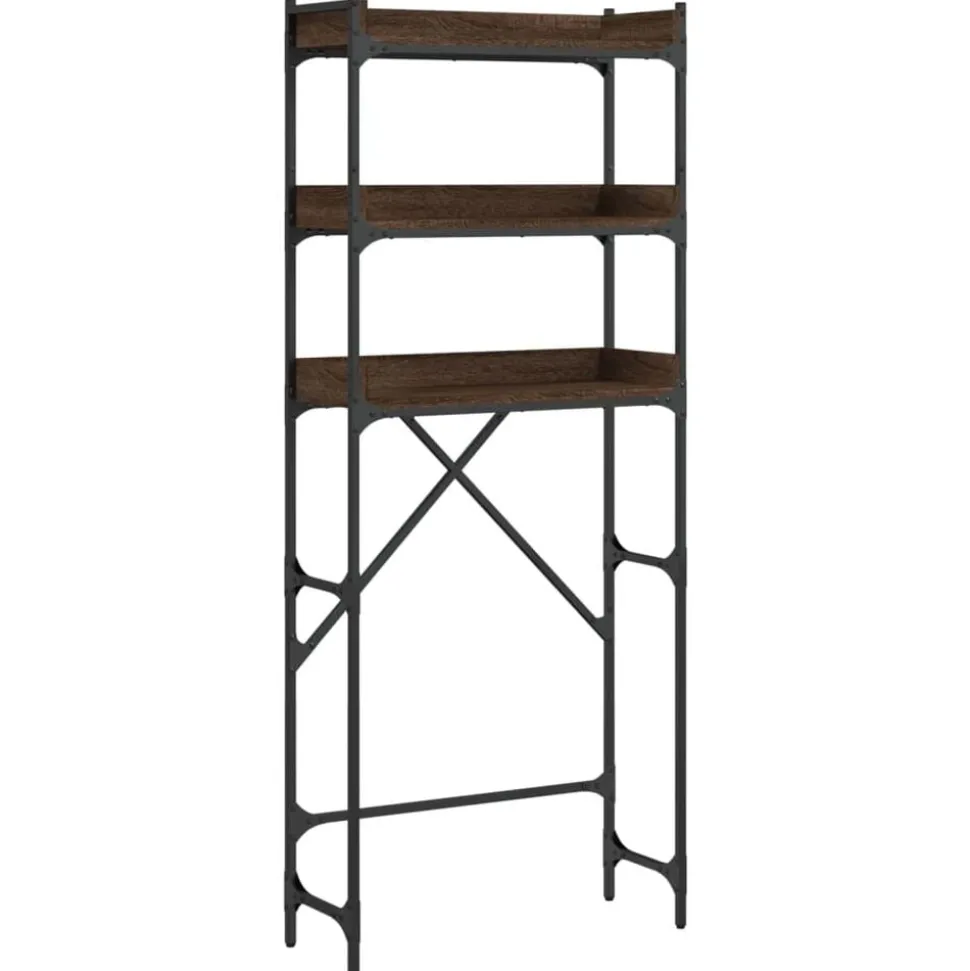 vidaXL Wasmachinerek 67x25x163 cm bewerkt hout bruin eikenkleur