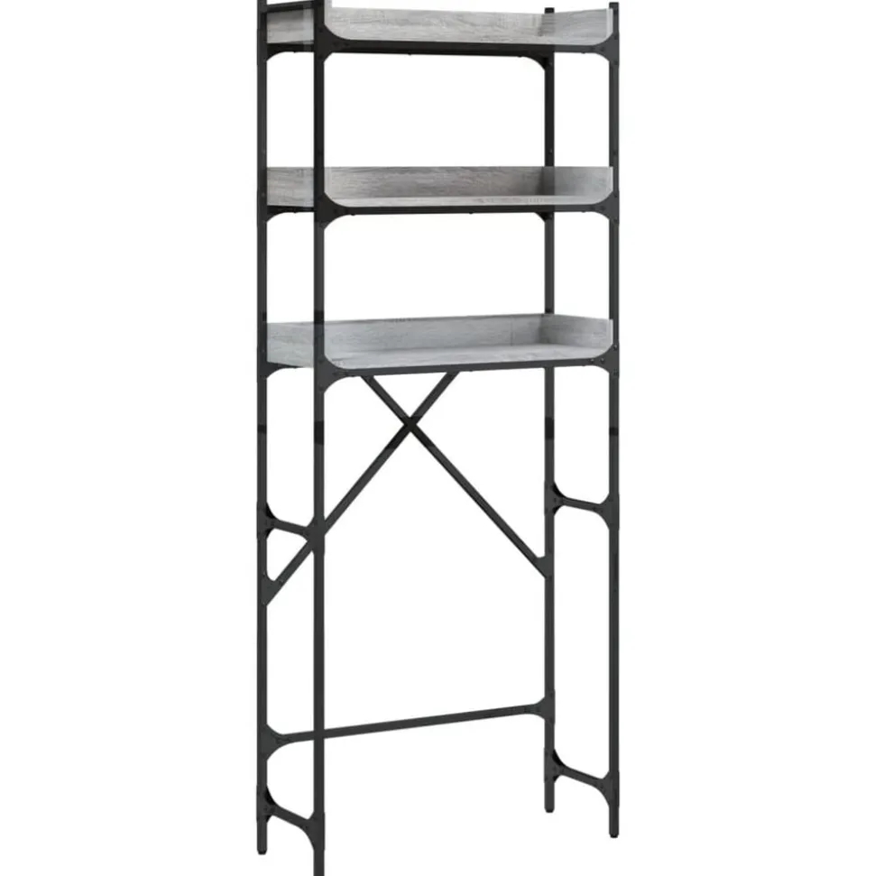 vidaXL Wasmachinerek 67x25x163 cm bewerkt hout grijs sonoma