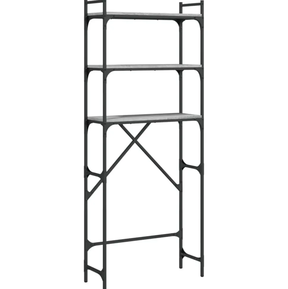 vidaXL Wasmachinerek 67x25x163 cm bewerkt hout grijs sonoma