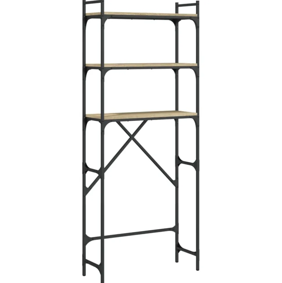 vidaXL Wasmachinerek 67x25x163 cm bewerkt hout sonoma eikenkleurig