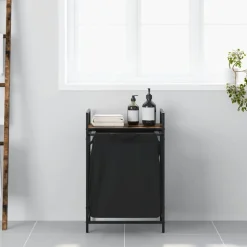 vidaXL Wasmand 1 vak met plank gerookt eikenkleurig
