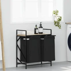 vidaXL Wasmand 2 vakken met plank sonoma eikenkleurig