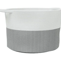 vidaXL Wasmand Ø 55x36 cm katoen grijs en wit