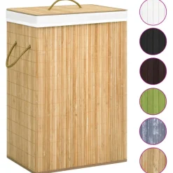 vidaXL Wasmand met 2 vakken 72 L bamboe