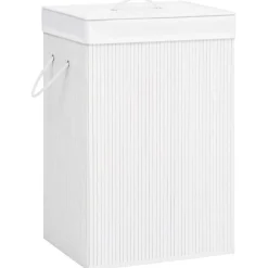 vidaXL Wasmand met 2 vakken 72 L bamboe wit