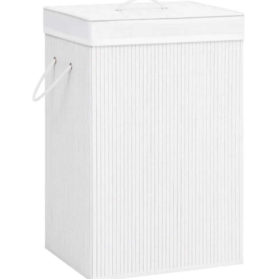 vidaXL Wasmand met 2 vakken 72 L bamboe wit
