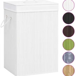 vidaXL Wasmand met 2 vakken 72 L bamboe wit