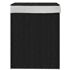 vidaXL Wasmand met deksel 46x33x60 cm poly rattan zwart