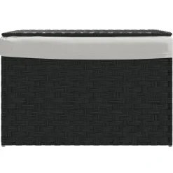 vidaXL Wasmand met deksel 55,5x35x34 cm poly rattan zwart
