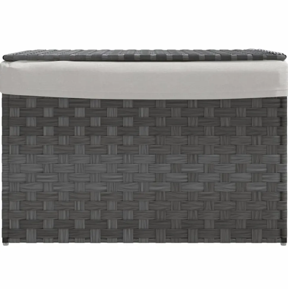vidaXL Wasmand met deksel 55,5x35x34 cm poly rattan grijs