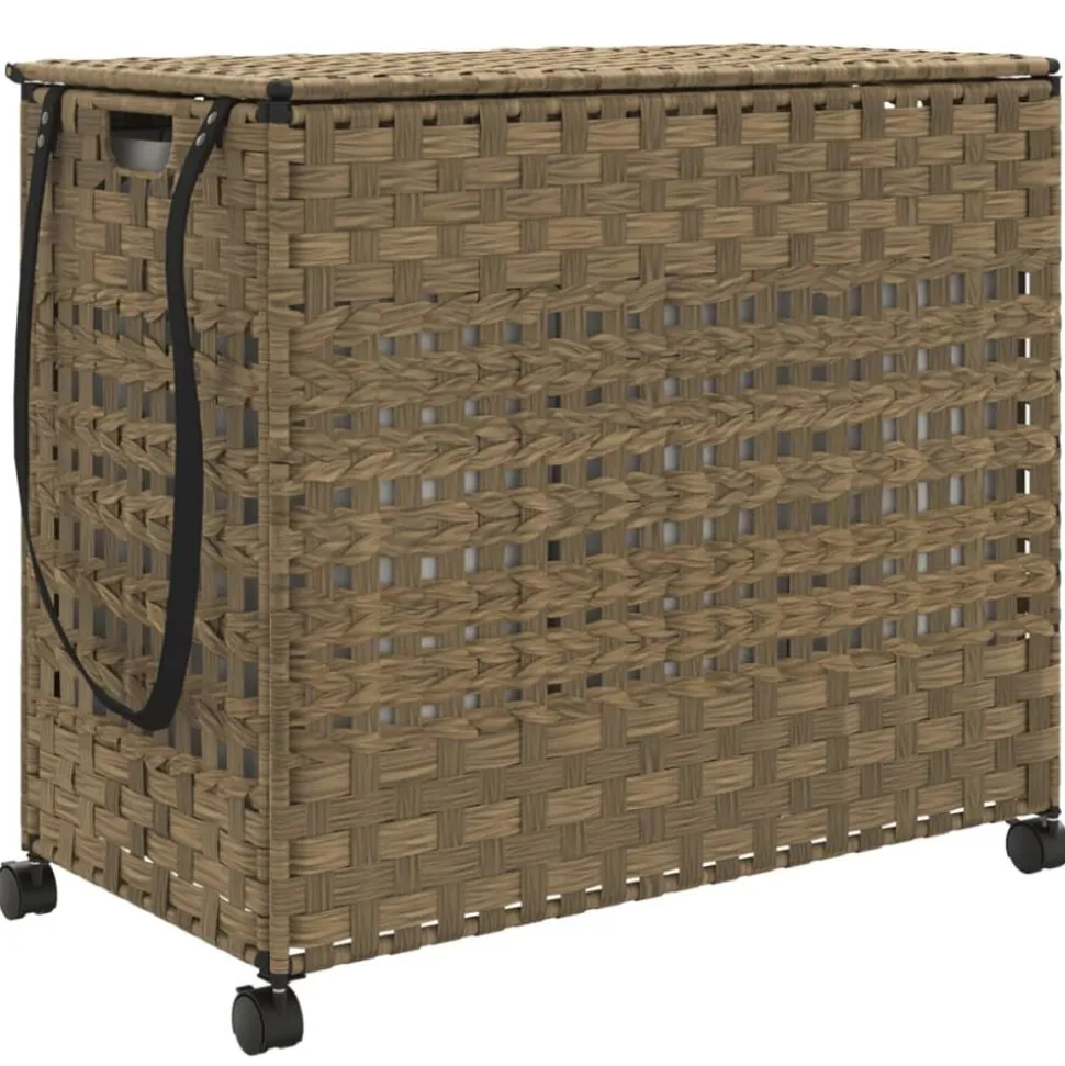 vidaXL Wasmand op wielen 66x35x60 cm rattan