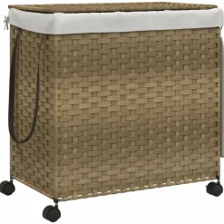 vidaXL Wasmand op wielen 60x35x60,5 cm rattan