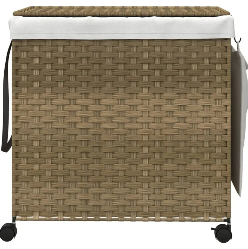 vidaXL Wasmand op wielen 60x35x60,5 cm rattan