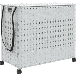 vidaXL Wasmand op wielen 66x35x60 cm rattan wit