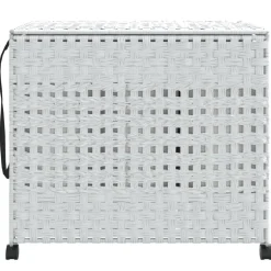 vidaXL Wasmand op wielen 66x35x60 cm rattan wit