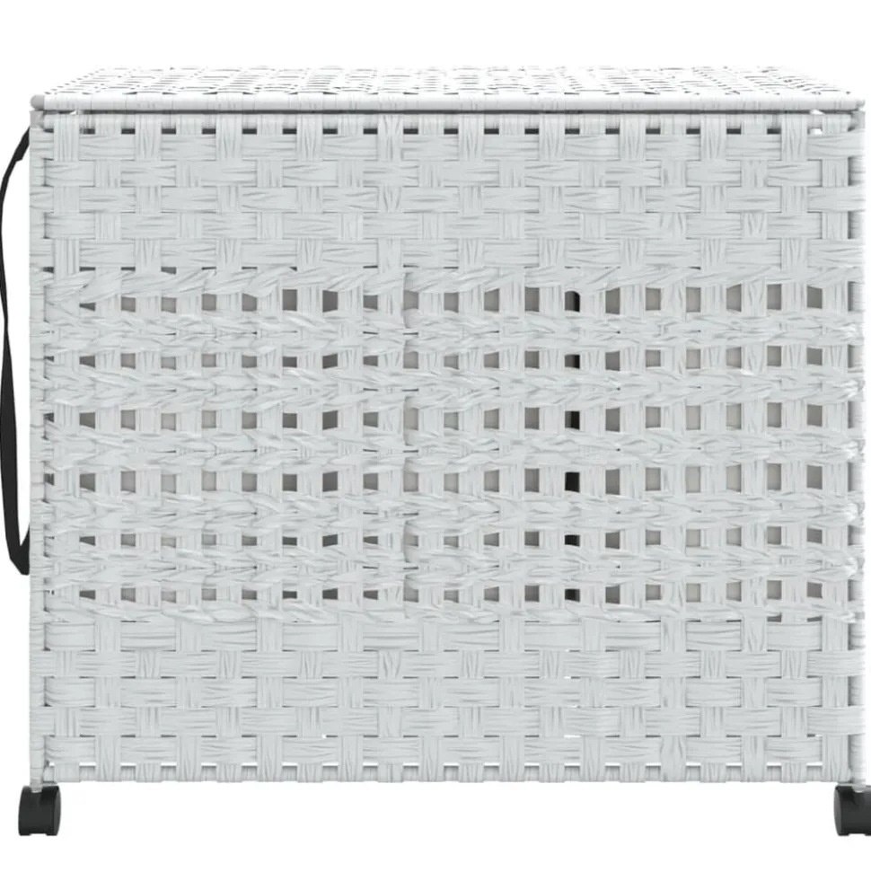 vidaXL Wasmand op wielen 66x35x60 cm rattan wit
