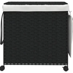 vidaXL Wasmand op wielen 60x35x60,5 cm rattan zwart