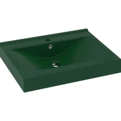 vidaXL Wastafel met kraangat 60x46 cm keramiek mat donkergroen