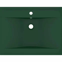 vidaXL Wastafel met kraangat 60x46 cm keramiek mat donkergroen