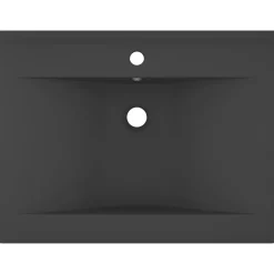 vidaXL Wastafel met kraangat 60x46 cm keramiek mat donkergrijs