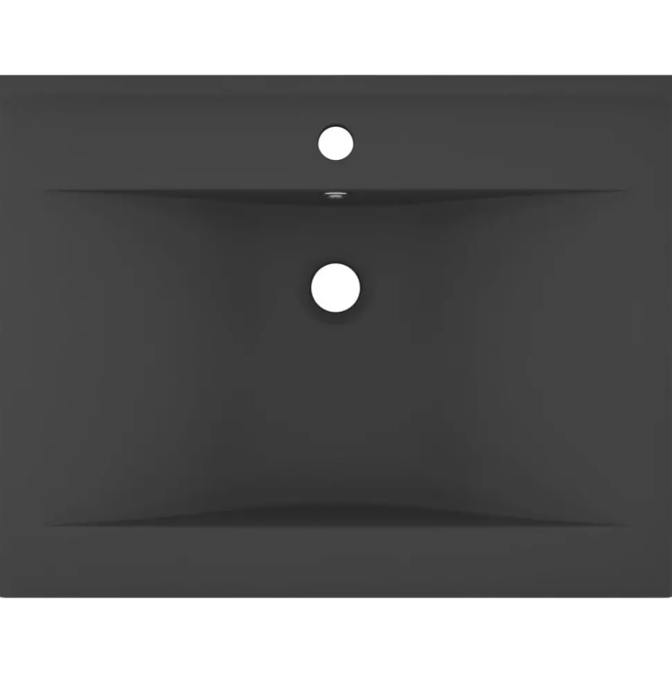 vidaXL Wastafel met kraangat 60x46 cm keramiek mat donkergrijs