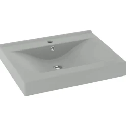 vidaXL Wastafel met kraangat 60x46 cm keramiek mat lichtgrijs