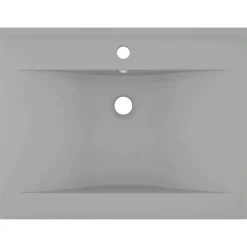 vidaXL Wastafel met kraangat 60x46 cm keramiek mat lichtgrijs
