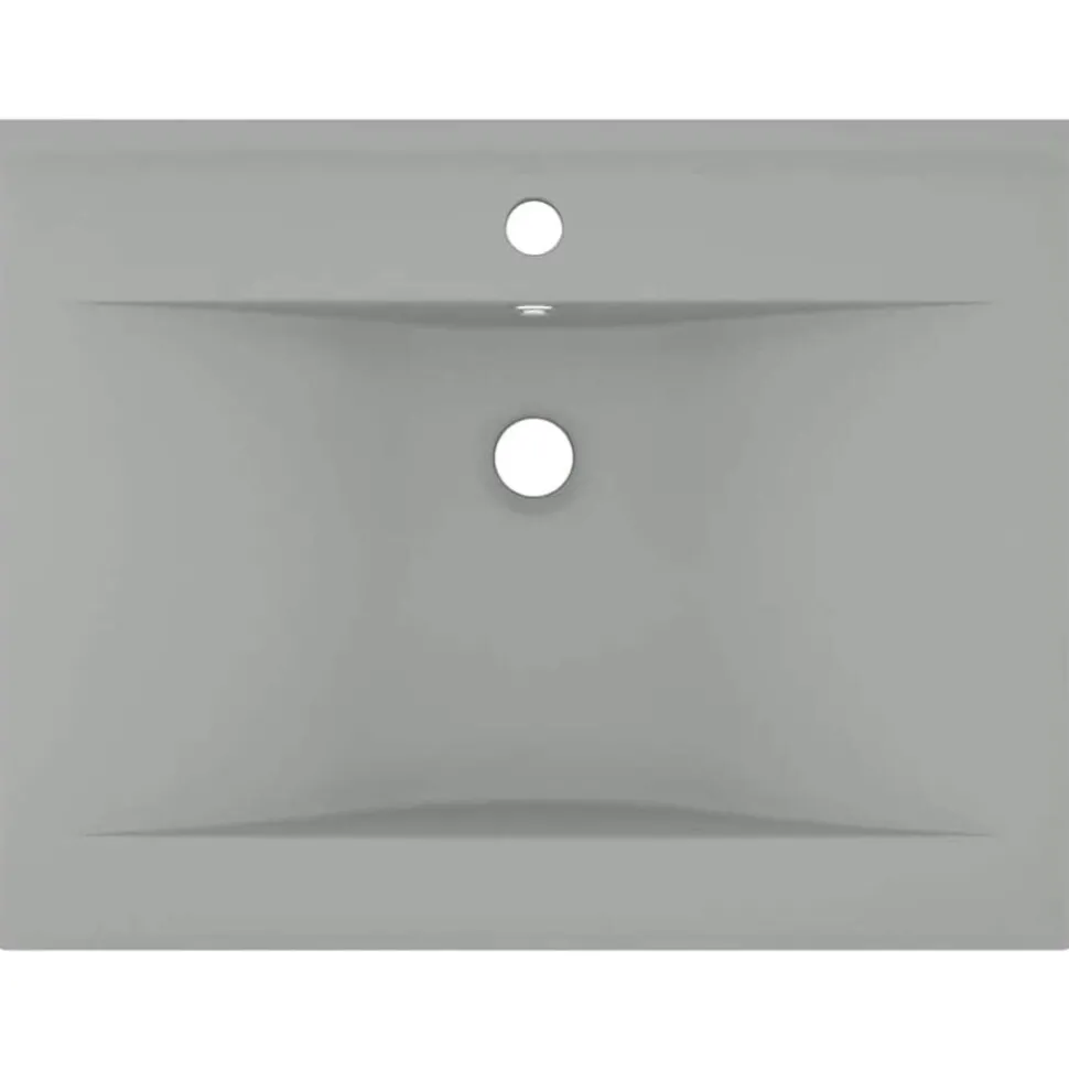 vidaXL Wastafel met kraangat 60x46 cm keramiek mat lichtgrijs
