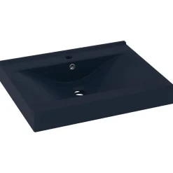 vidaXL Wastafel met kraangat 60x46 cm keramiek mat donkerblauw