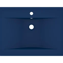 vidaXL Wastafel met kraangat 60x46 cm keramiek mat donkerblauw