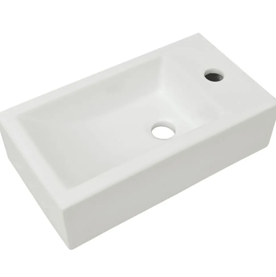 vidaXL Wastafel met kraangat rechthoekig wit 46x25,5x12 cm keramiek