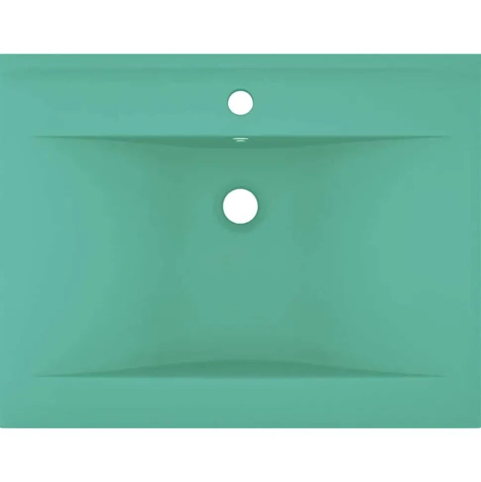 vidaXL Wastafel met kraangat 60x46 cm keramiek mat lichtgroen