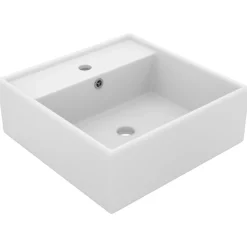 vidaXL Wastafel met overloop vierkant 41x41 cm keramiek matwit