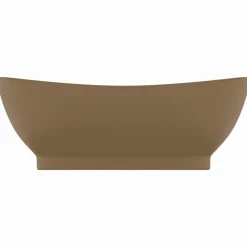vidaXL Wastafel met overloop ovaal 58,5x39 cm keramiek matcrème