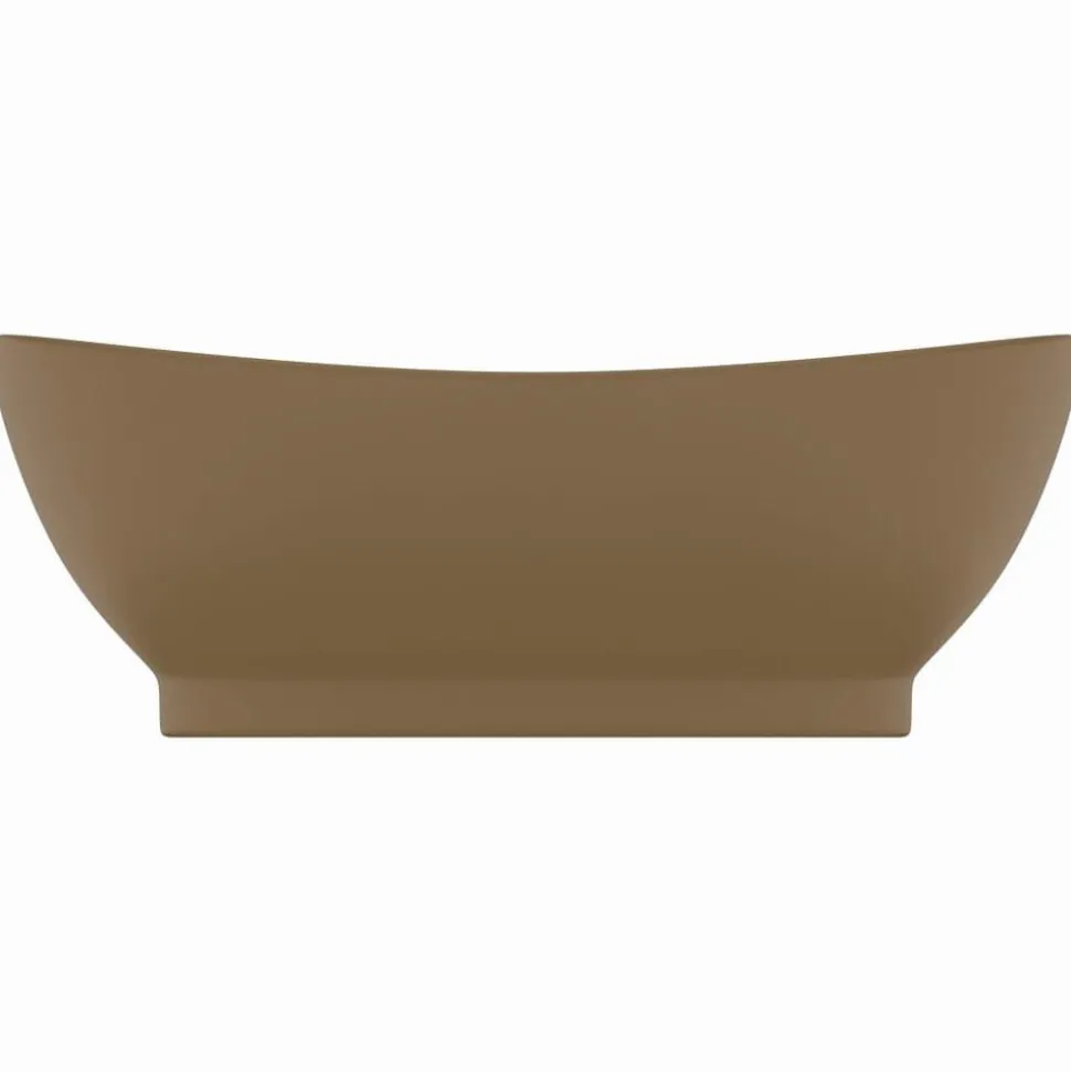 vidaXL Wastafel met overloop ovaal 58,5x39 cm keramiek matcrème