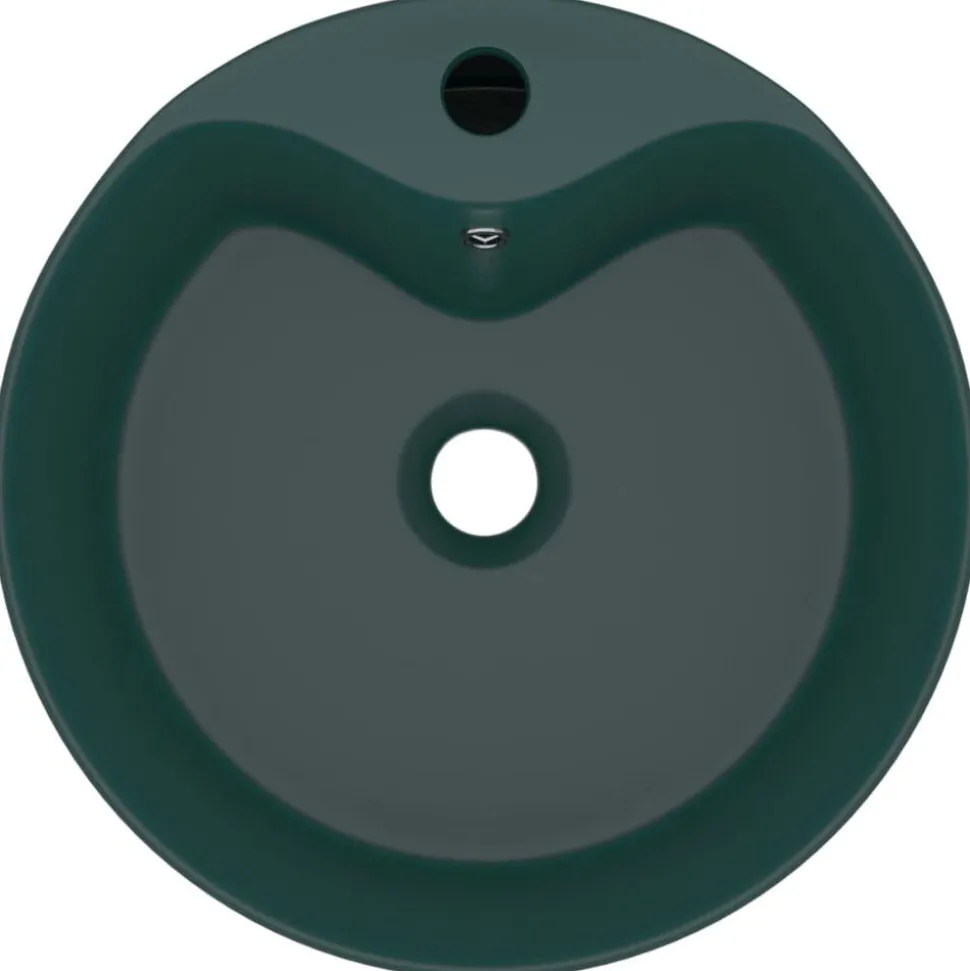 vidaXL Wastafel met overloop 36x13 cm keramiek mat donkergroen