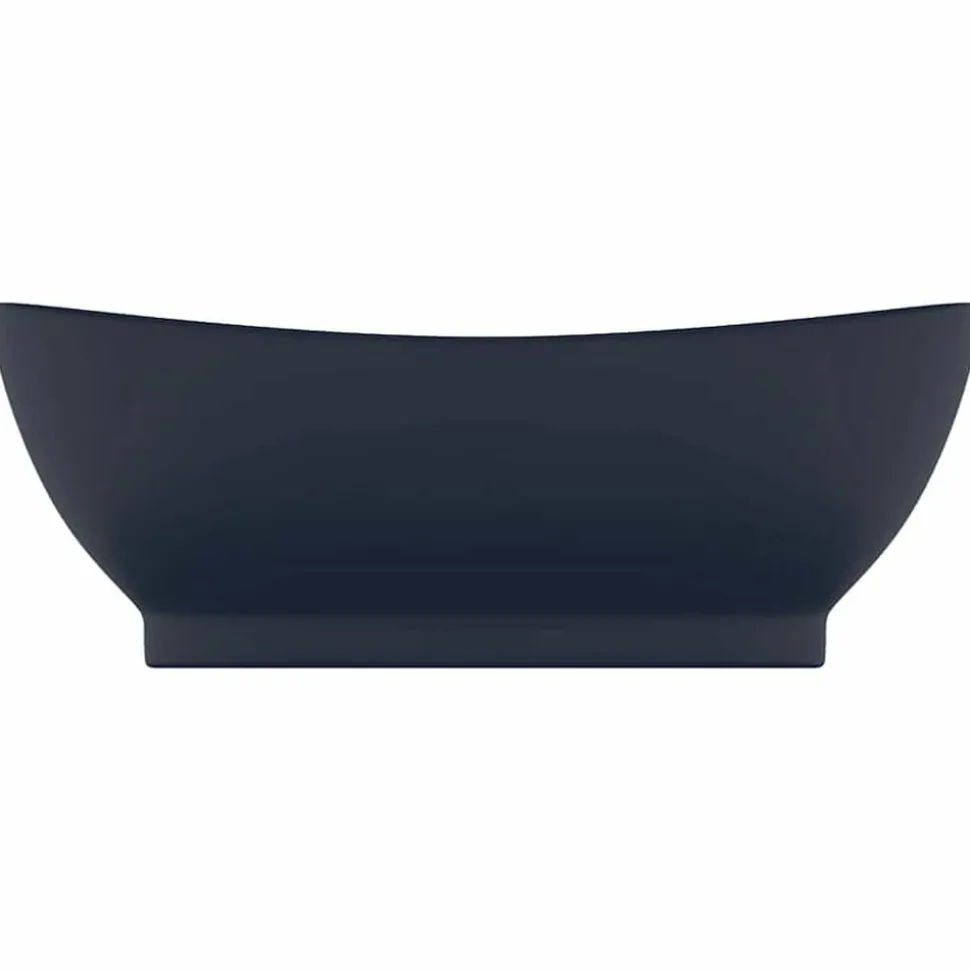 vidaXL Wastafel met overloop ovaal 58,5x39 cm keramiek mat donkerblauw