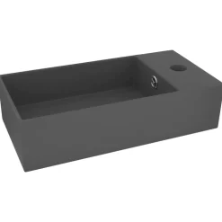 vidaXL Wastafel met overloop keramiek donkergrijs