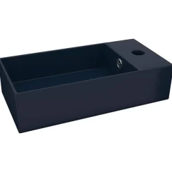 vidaXL Wastafel met overloop keramiek donkerblauw