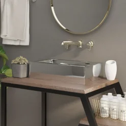 vidaXL Wastafel met overloop 49x25x15 cm keramiek zilverkleurig