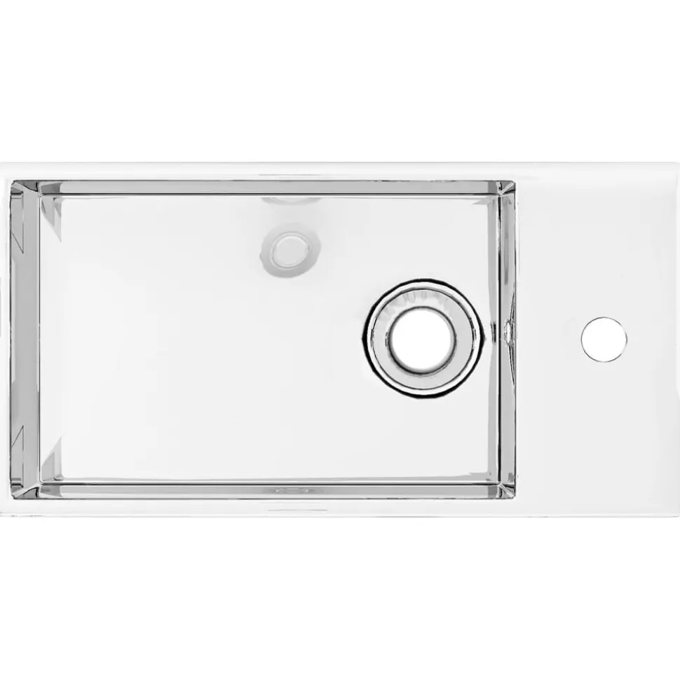 vidaXL Wastafel met overloop 49x25x15 cm keramiek zilverkleurig