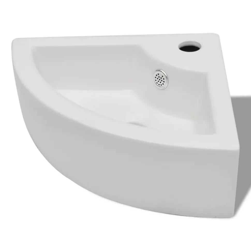 vidaXL Wastafel met overloop 45x32x12,5 cm wit